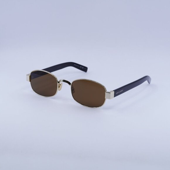 ?️ New Saint Laurent SL706 001 Sunglasses - Light Gold Frame, Nicotine Lenses main image 11
